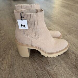 Waterproof Lug Sole Platform Bootie -Tan , NEW WITH TAGS